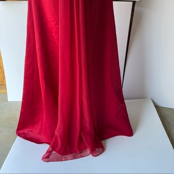 Women's Red Lace Long Maxi Formal Evening Cocktail Bridesmaid Prom Dress, Sz 10 - Picture 11 of 16